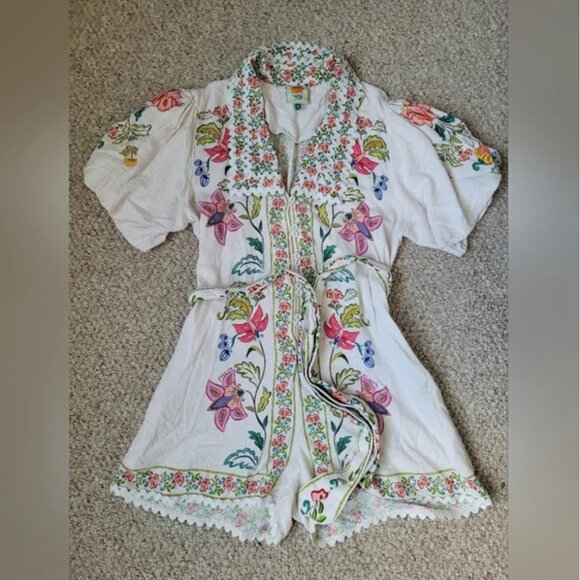 Farm Rio Insects Linen Blend Side Pockets Romper size XL - Picture 4 of 8